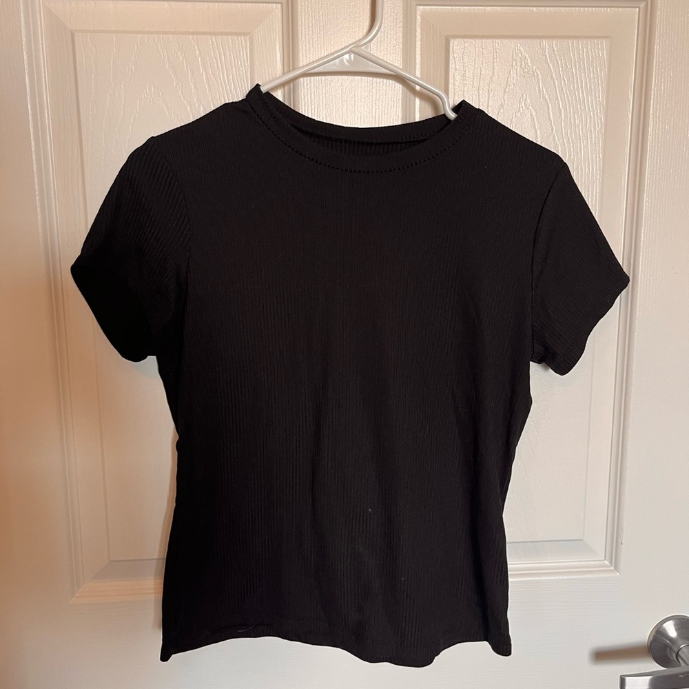 Black Ribbed T-Shirt